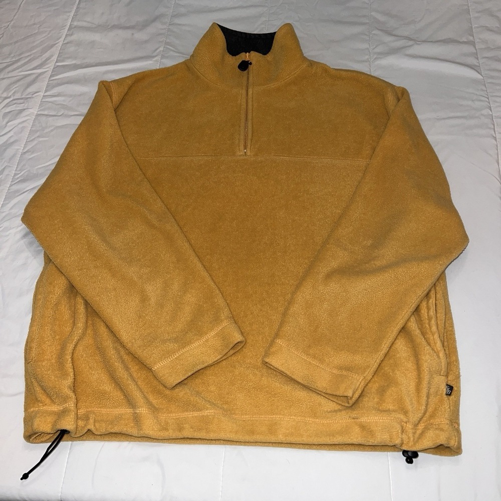 St Johns Bay Men's 1/4 Zip Plush Pullover Fleece Sweater Yellow Size L